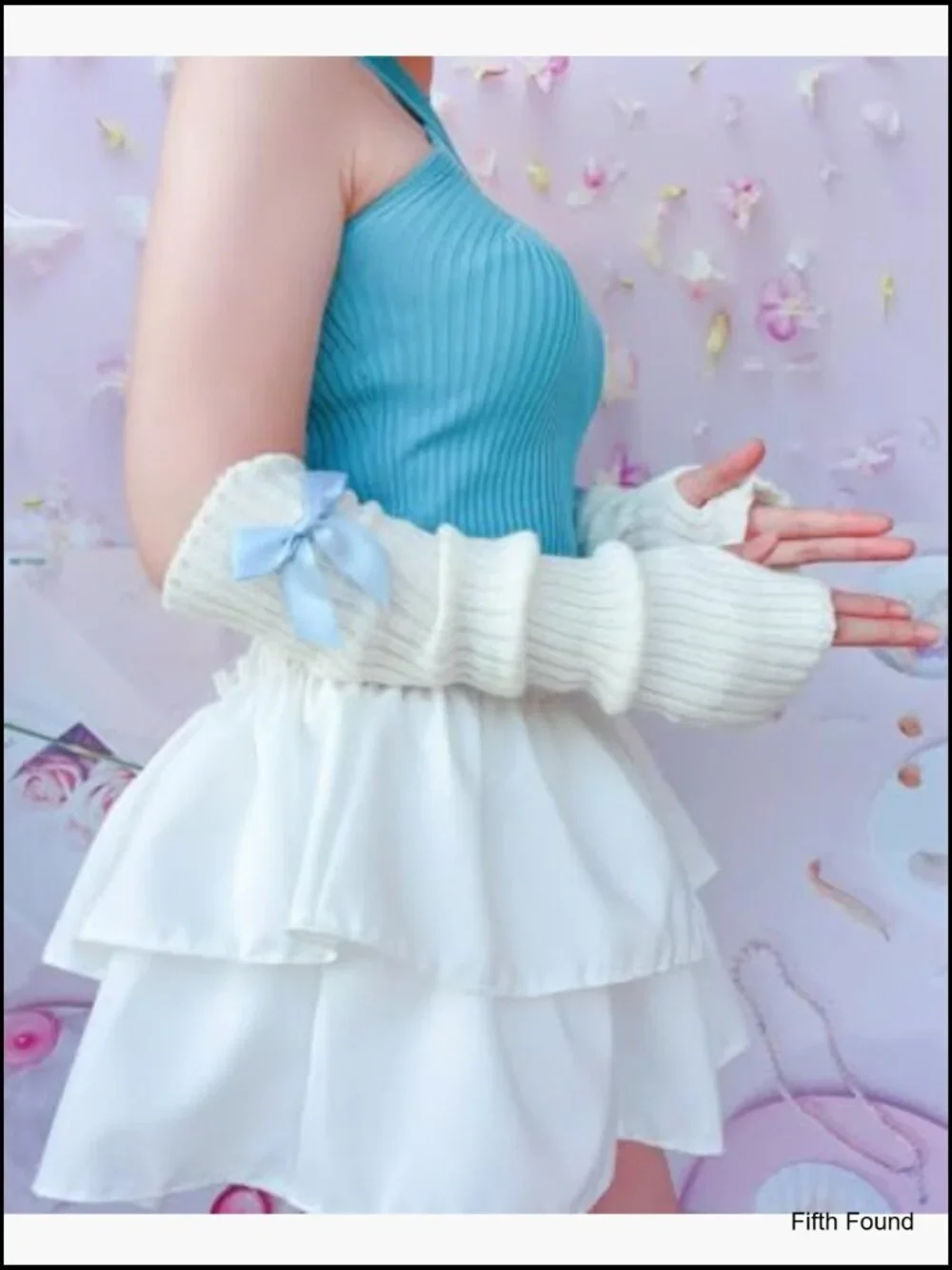 Y2K Arm Warmers Kawaii Harajuku Fingerless Gloves Knitted Arm Sleeve with Thumb
